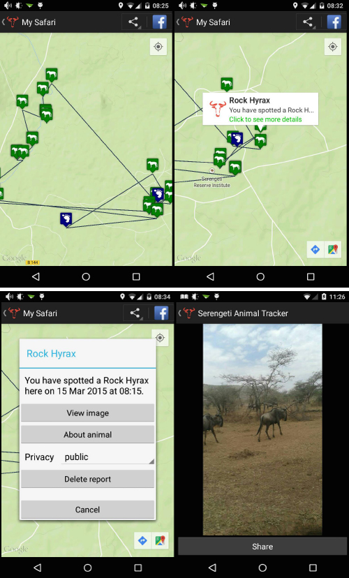 Screenshots of app 'My Safari' option
