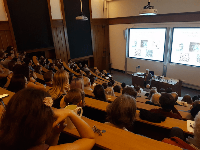 Prof. Jan-Ake Nilsson, University of Lund, delivers the annual Ornithology Christmas Lecture. ©Shaun Killen